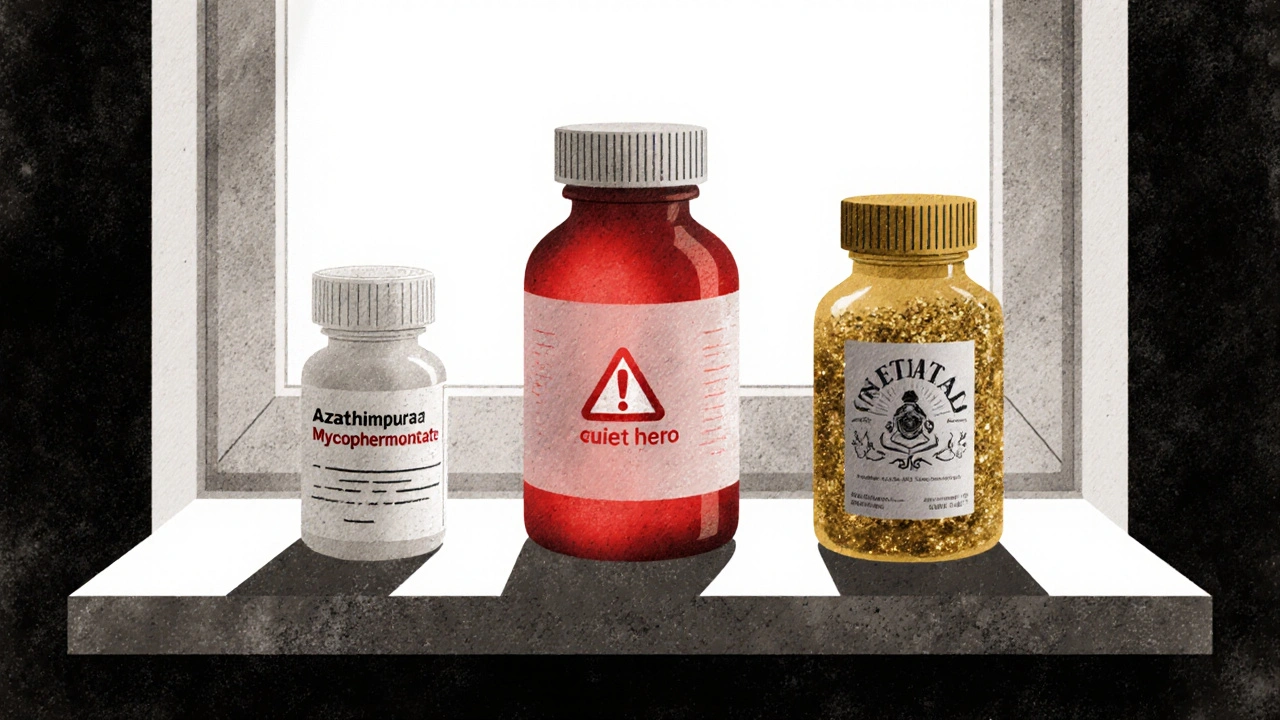 Three lupus medications compared: azathioprine as the simple, affordable hero among pricier options.