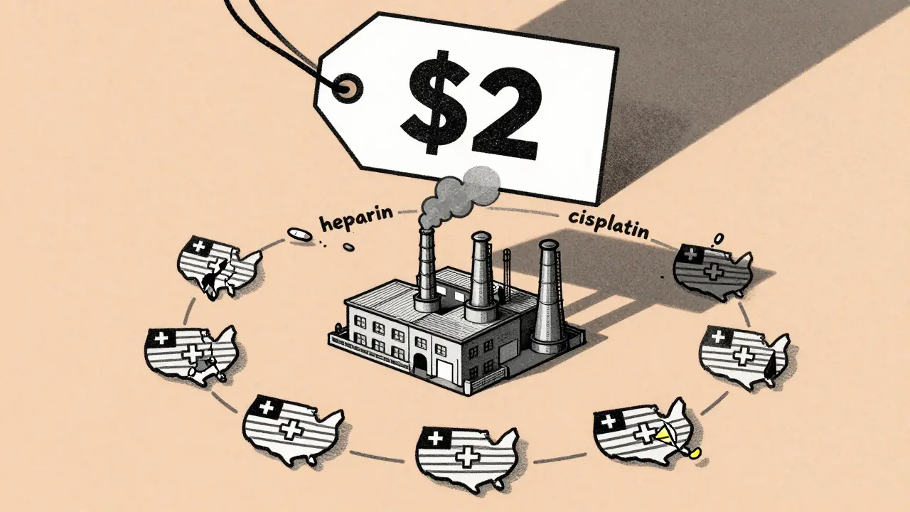 A single factory produces generic drugs priced at , while U.S. hospitals lack essential medications.