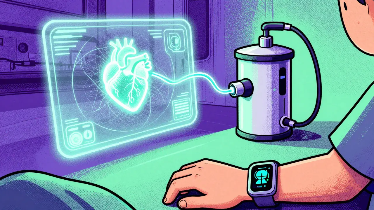 Futuristic smart-pump and wearable device for real-time medication dose adjustment.